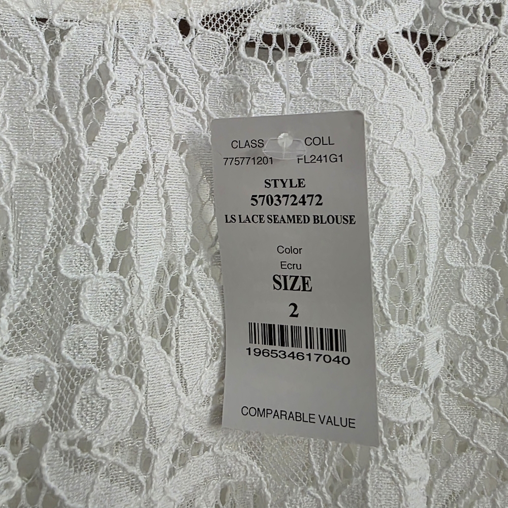White House Black Market Lace Seamed Blouse Womens Size 2 NWT - Picture 4 of 5